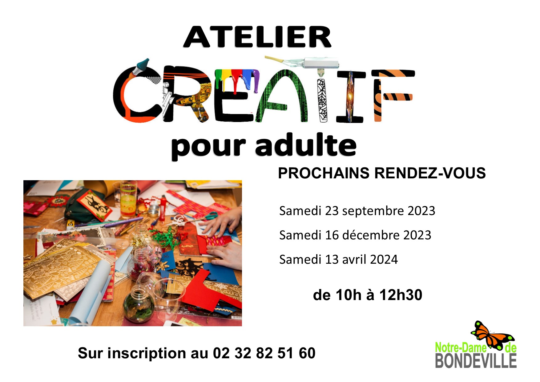 Atelier créatif adulte dates annuelles 2023-2024 - Ville de Notre Dame De  Bondeville