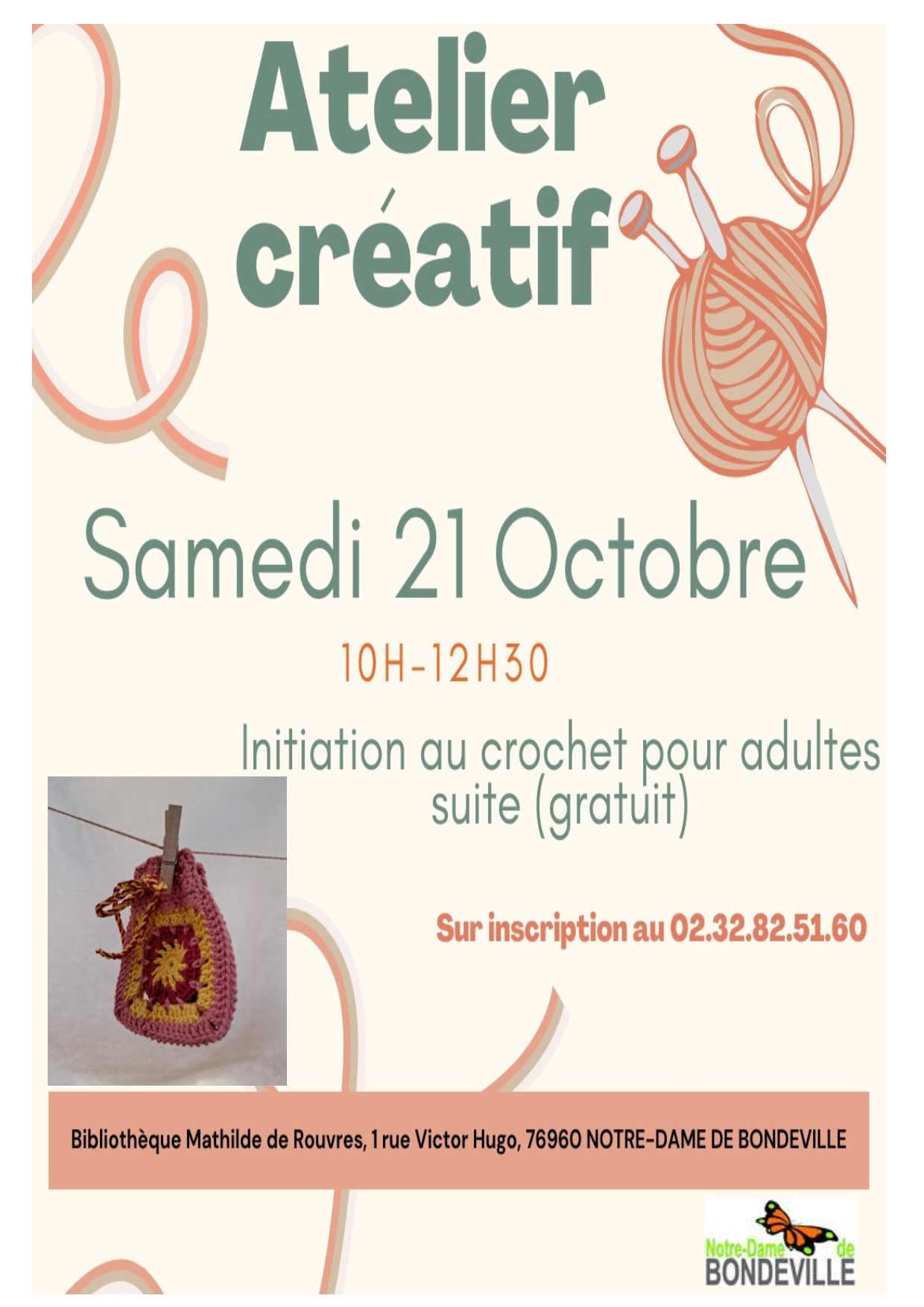 Atelier créatif adultes 21 octobre 2023 - Ville de Notre Dame De Bondeville